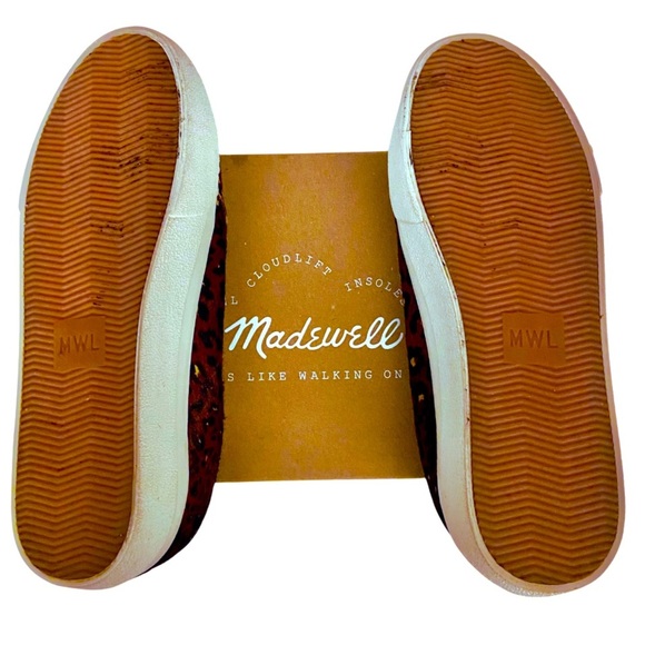 MADEWELL Sidewalk Low-Top Sneakers Leopard Print Calf Hair Leather Cloud Insoles - Picture 6 of 14